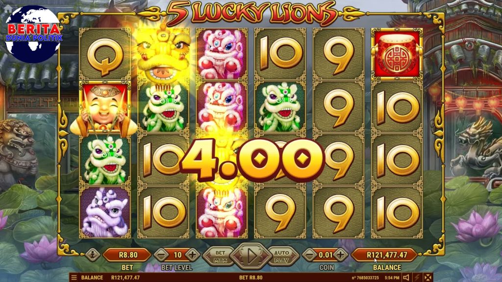 Permainan 5 Lucky Lions Slot Membawa Rejeki Jackpot